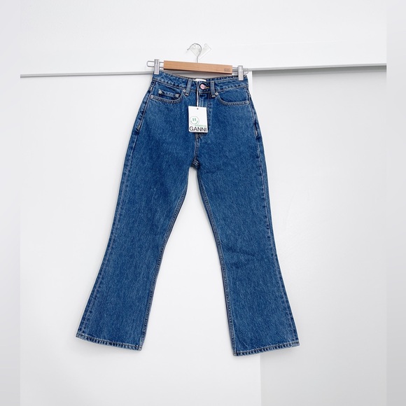 NWT Ganni Denim Betzy Cropped Organic Cotton Jeans Size 24 - Picture 1 of 5
